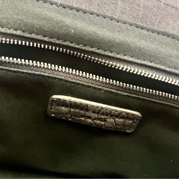 Brandon Blackwood Black Suede Standard Sophia Bag, Silver Hardware, Croc Effect - Picture 7 of 13